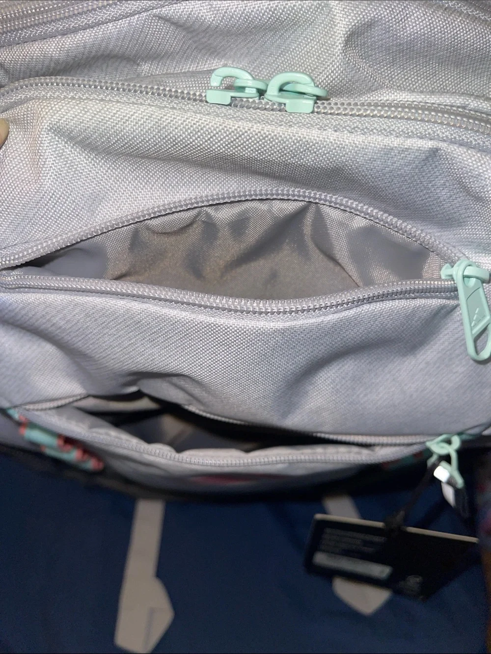 adidas Excelerator Twill White/Semi Flash Aqua Blue Backpack with Pink Logo - Picture 2 of 7